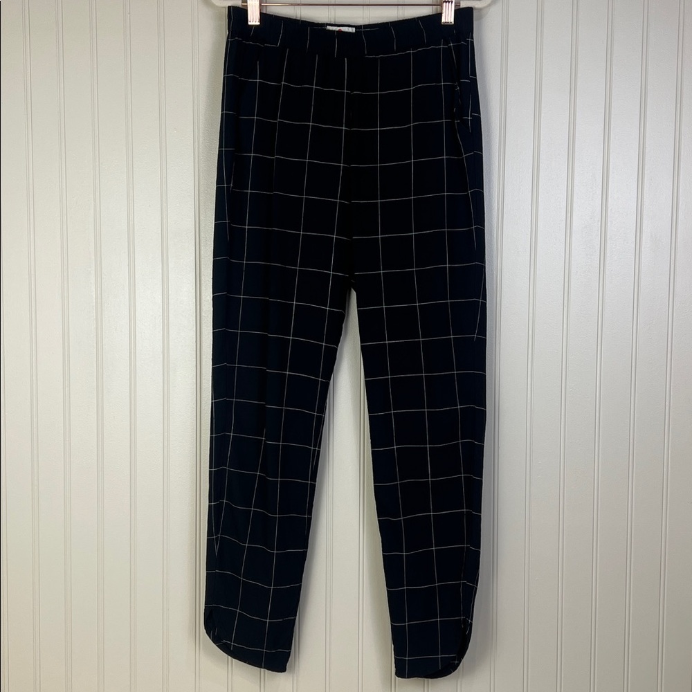 Marine Layer Women’s Allison Pants Black Windowpane Plaid Size Small
